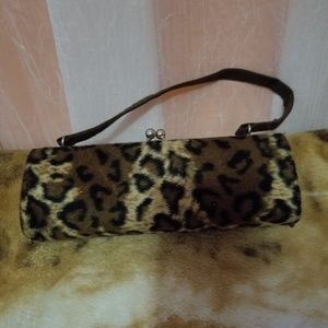 Used Leopard skin velvet mini dressing bag